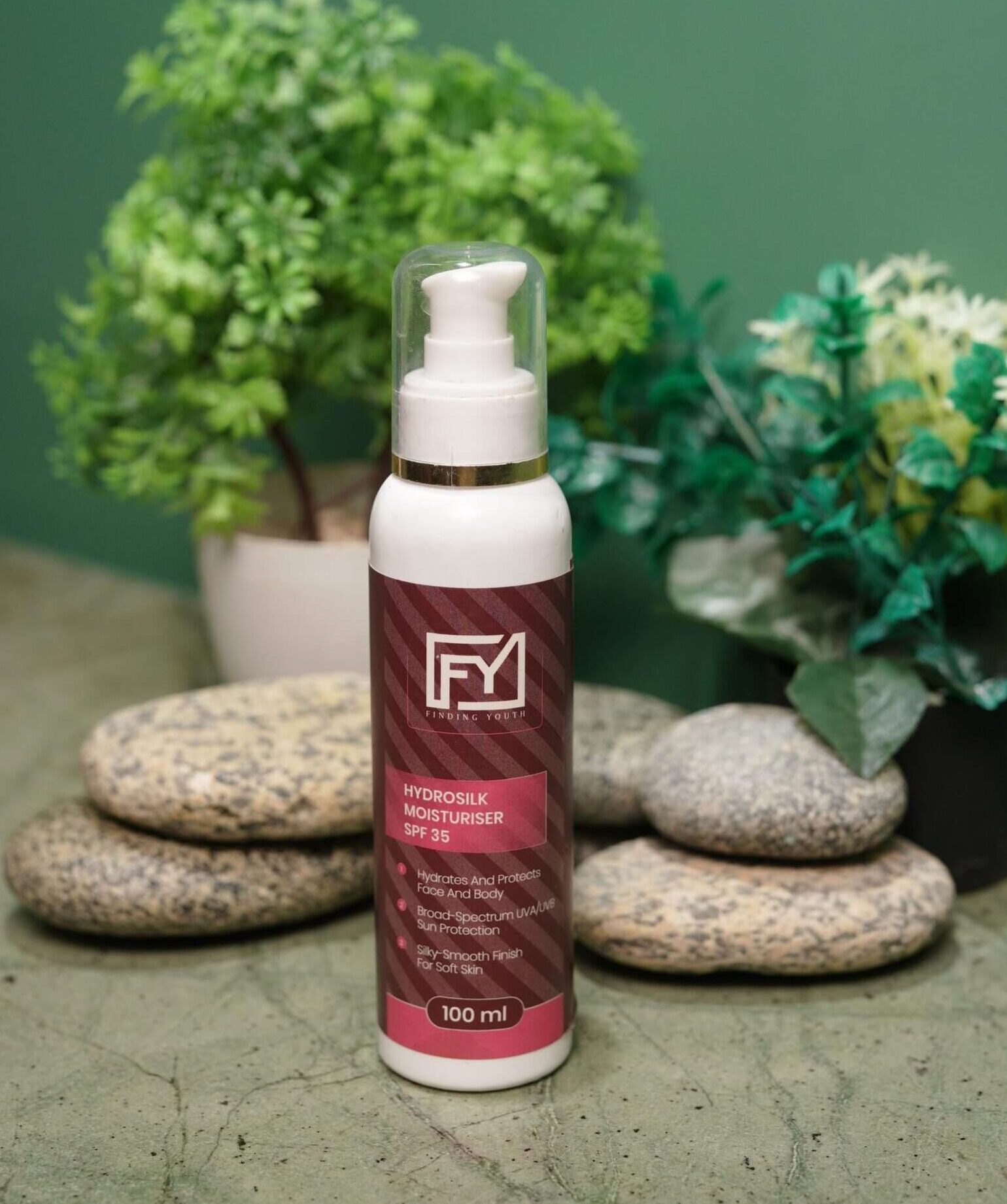 Hydro Silk Moisturizer SPF 35 by Finding Youth with aloe and collagen